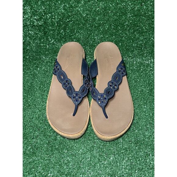 Sketchers Womens Arch Fit Sandals Size 11 Wedge Gems Cork Blue Rhinestones (NWT) - Picture 5 of 8